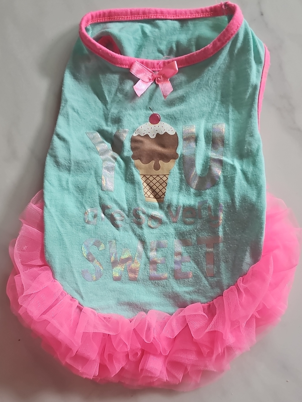 Sweet Ice Cream Tutu Dog Dress - Pink & Aqua